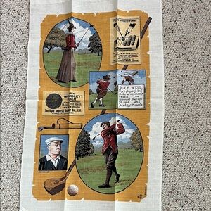 Vintage Linen  Golf Themed Tea Towel